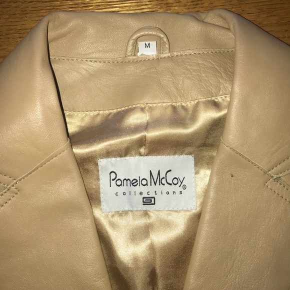Pamela Mccoy Tan Genuine Leather Coat 